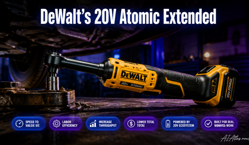DeWalt’s 20V Atomic Extended Reach Ratchet Is Really a Workflow Bet, Not Just a Mechanic’s Gadget